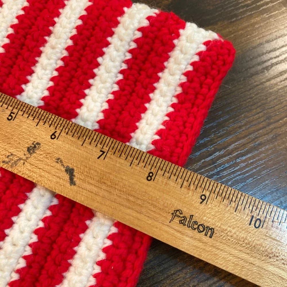 Handmade Crochet American Flag Wall Hanging Patriotic Red White Blue Decor 11x8